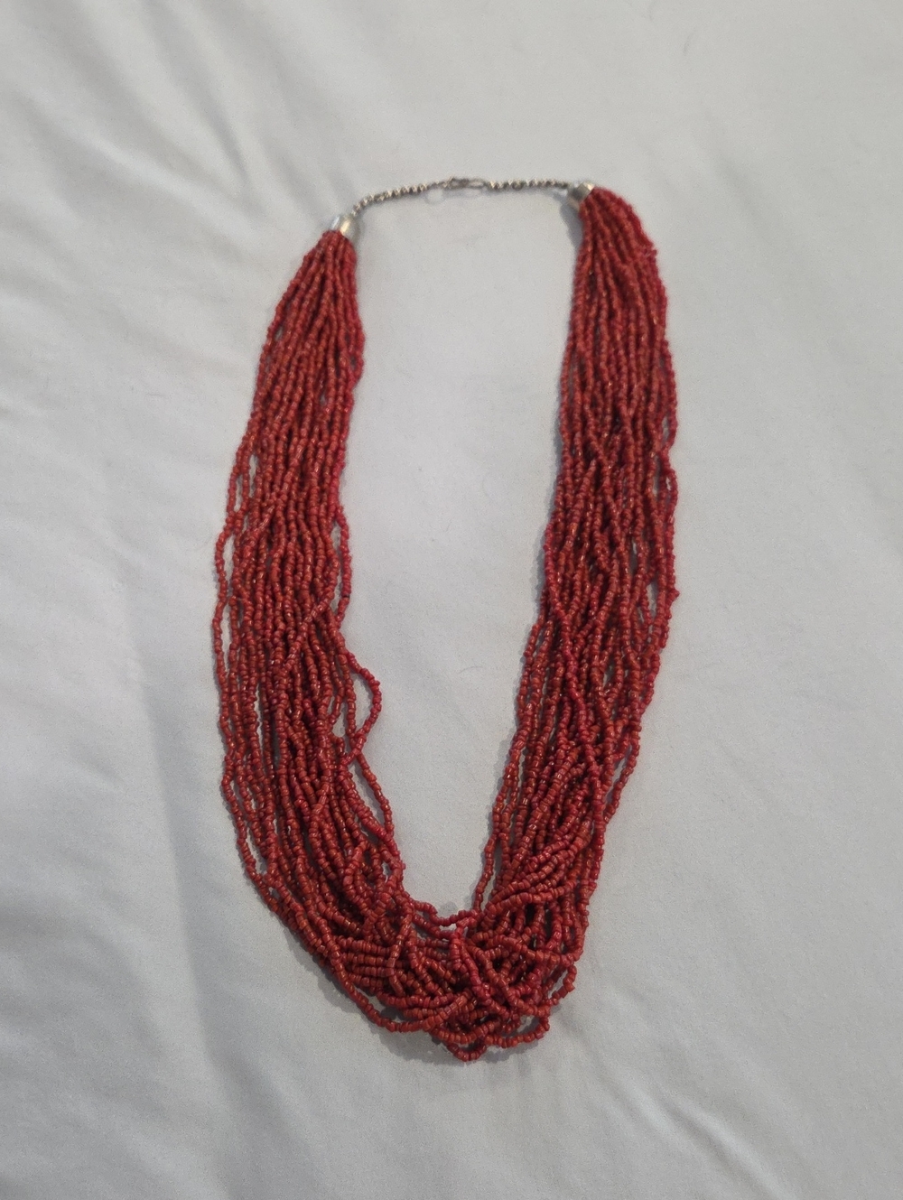 Multi-Strand Red Beaded Necklace - Unbranded